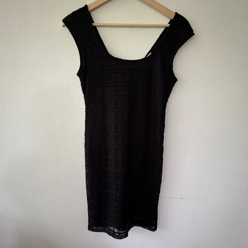 BCBG Generation Black Lace Sheath Whimsigoth Dress Womens Small Y2K Indie Sleaze